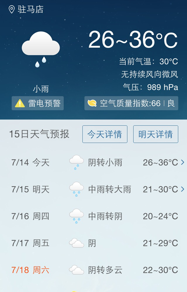 驻马店天气(驻马店天气预报最新7天查询)