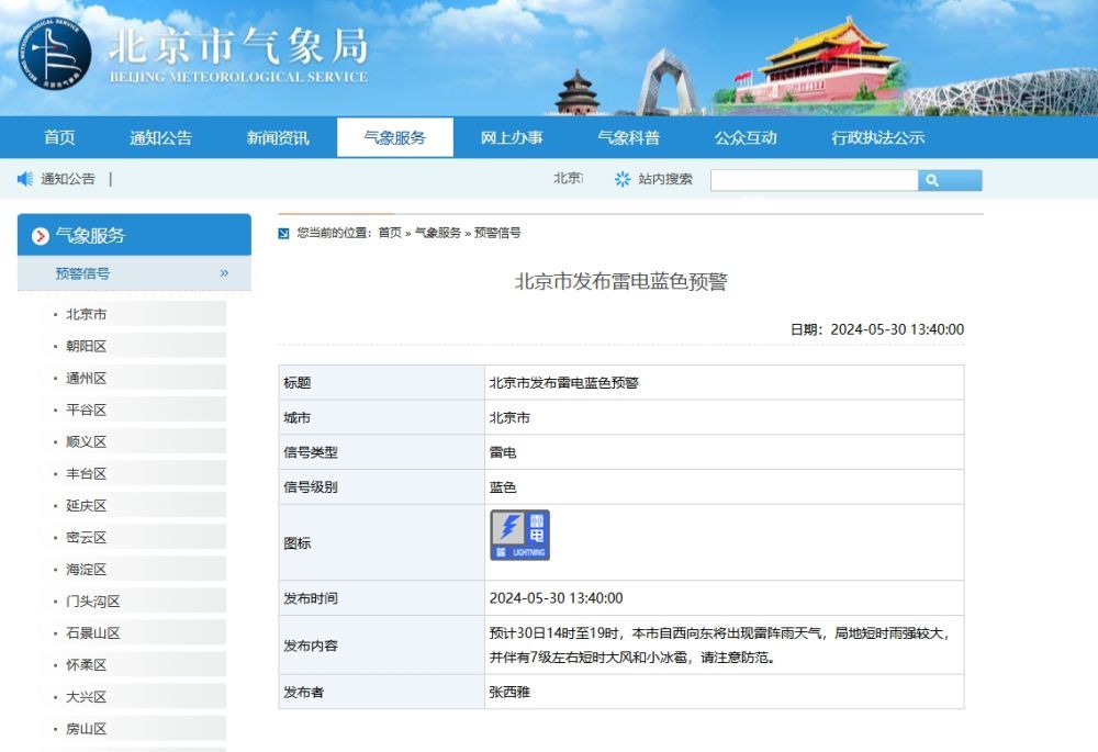 北京天气预警(北京天气预警发布8月10日)