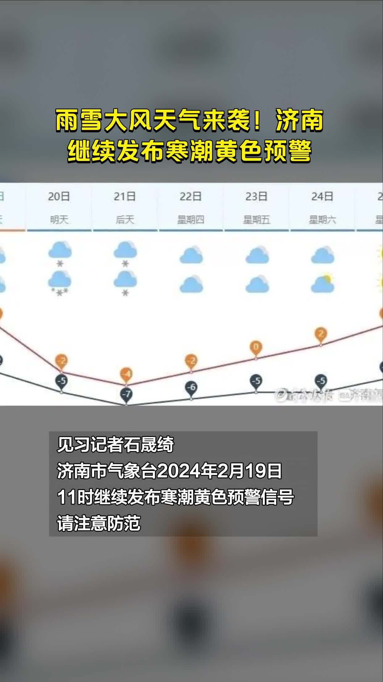 济南天气预警(济南天气预警未来3天)