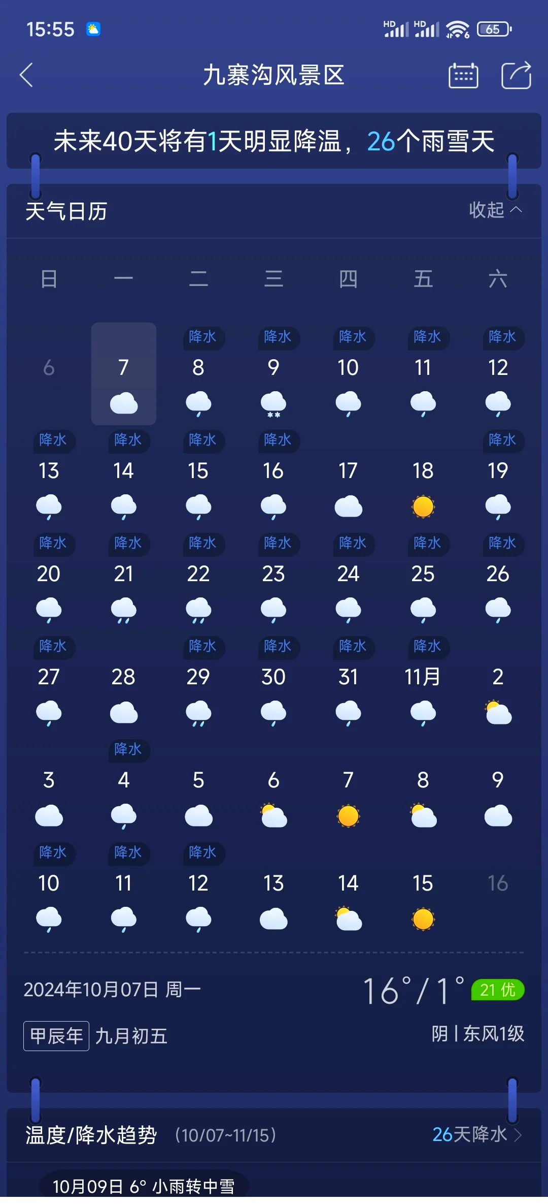 九寨沟一周天气预报(九寨沟一周天气预报15天)